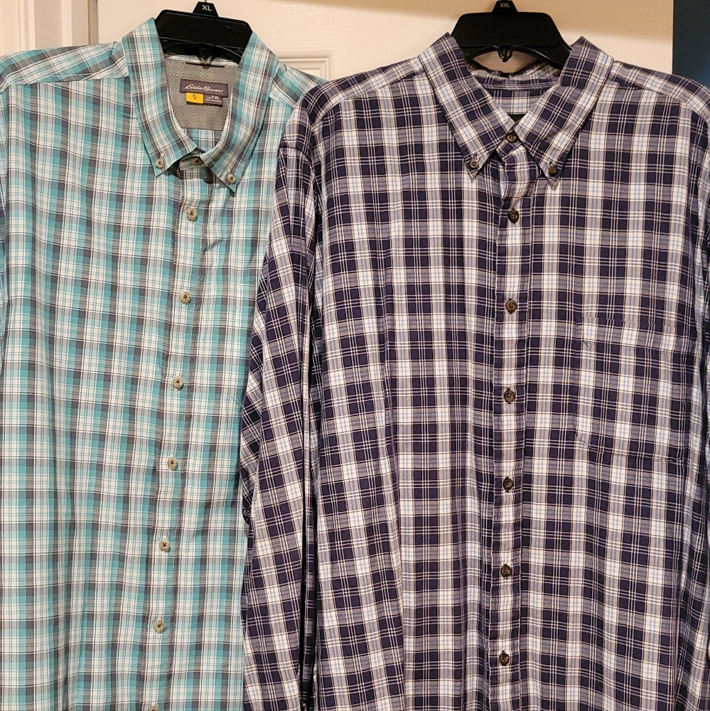 Eddie Bauer Casual Plaid Button-Down Shirts, XL Tall